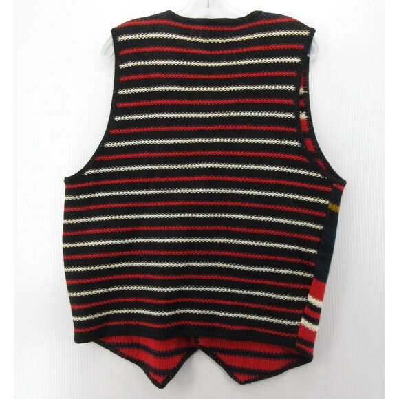 VINTAGE Structure Vest Large Red Southwestern 90s Waistcoat Sweater - Picture 5 of 8